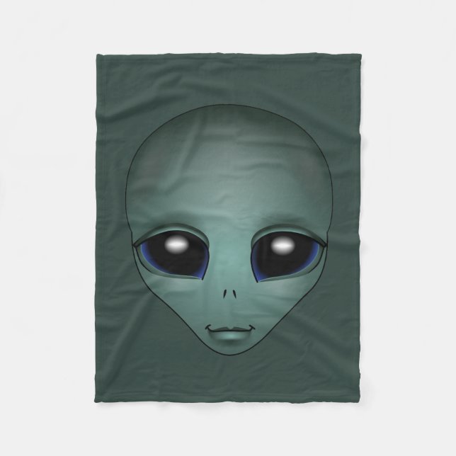 Alien Blanket Cute Alien Grått Art Fleece Blanket (Framsidan)