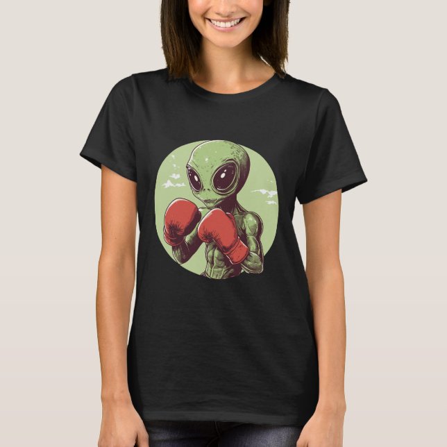 Alien Boxer-Redo för att kämpa i handskar T Shirt (Framsida)