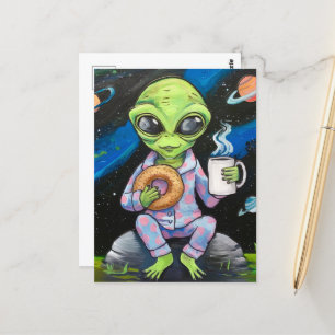 Alien Breakfast Vykort