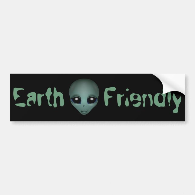 Alien Bumper Sticker Friendly Alien Bumper Sticker Bildekal (Framsidan)