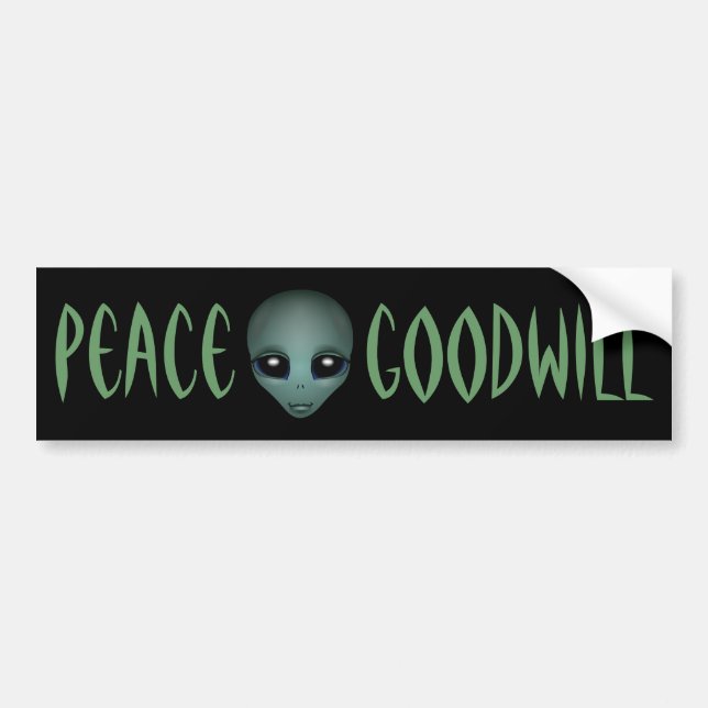 Alien Bumper Sticker Friendly Alien Bumper Sticker Bildekal (Framsidan)