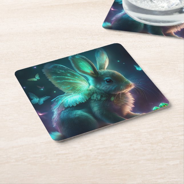 Alien Bunny Underlägg Papper Kvadrat (Vinklad)