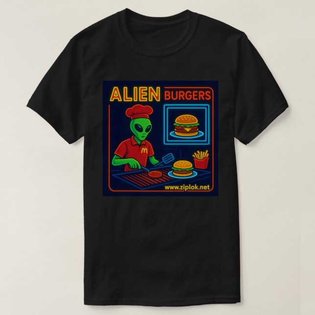 Alien Burgers - T-Shirt (Design framsida)
