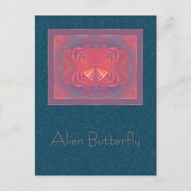 Alien Butterfly Abstrakt Art Vykort (Framsida)