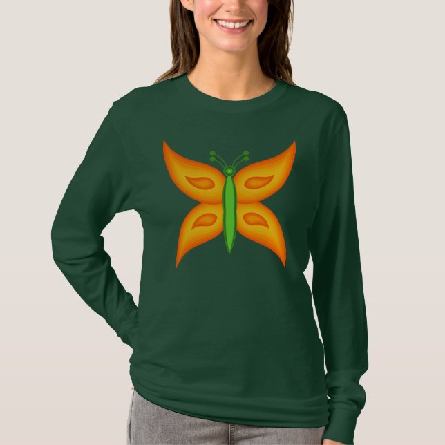 Alien Butterfly Basic Långärmad T-Shirt (Framsida)