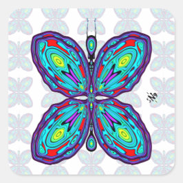 Alien butterfly (färglöst mönster) v2 fyrkantigt klistermärke