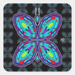 Alien butterfly (färglöst mönster) v3 fyrkantigt klistermärke