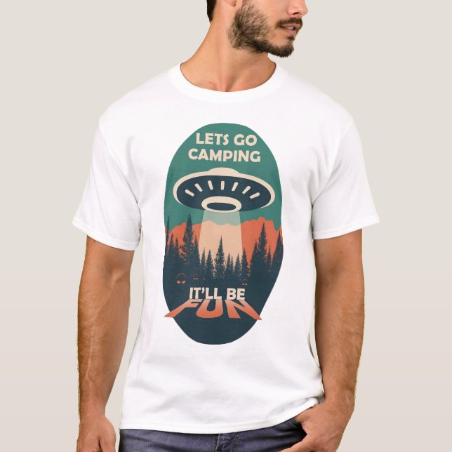 Alien Camping Roligt T Shirt (Framsida)