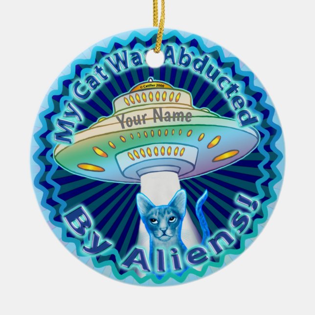 Alien Cat Abduction anpassningsbar Ornament (Framsidan)