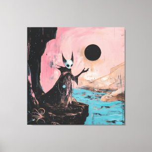Alien Cat Black Måne Occult Mörk Witchy AI Art Canvastryck