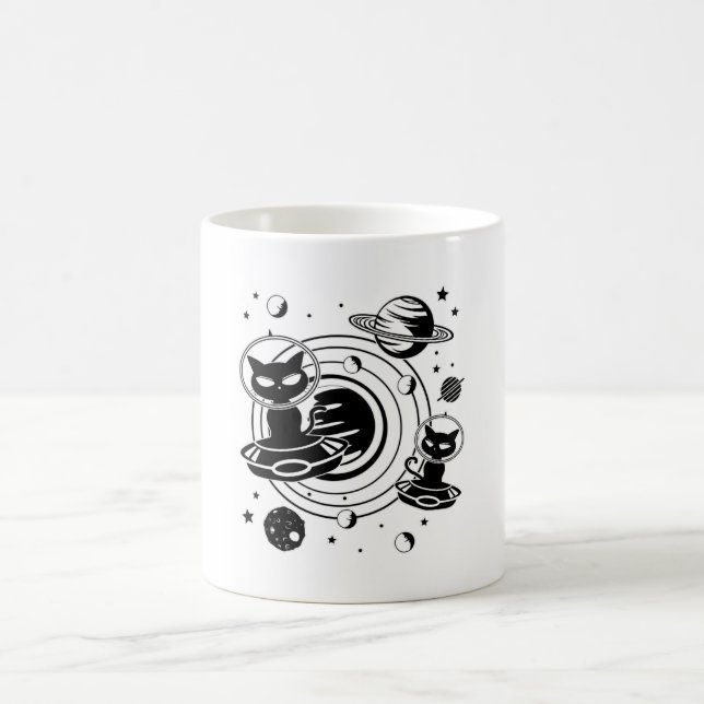 Alien Cat Cats Ufo Space Kitten Pets Gift Idea Kaffemugg (Center)