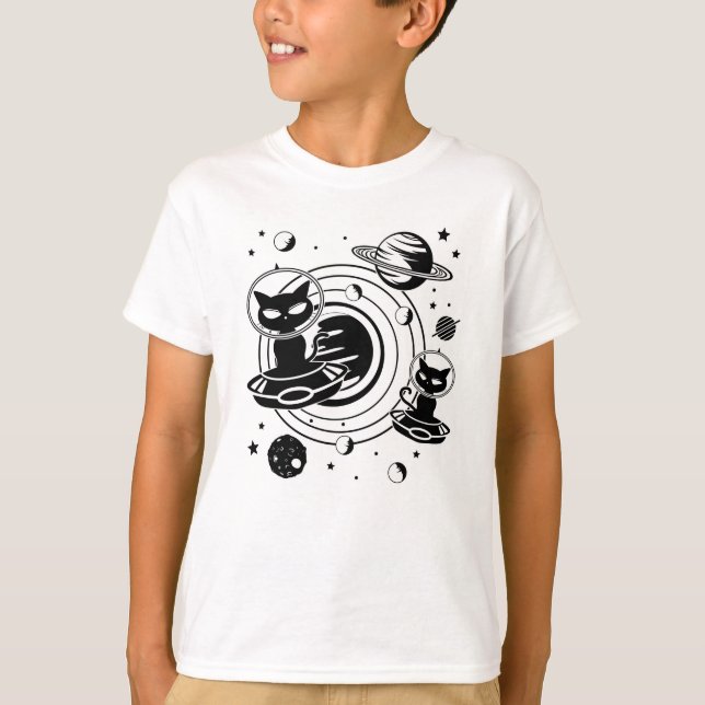 Alien Cat Cats Ufo Space Kitten Pets Gift Idea T Shirt (Framsida)