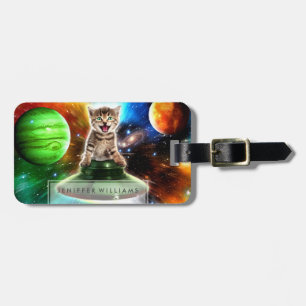 Alien cat in the ufo saucer bagagebricka
