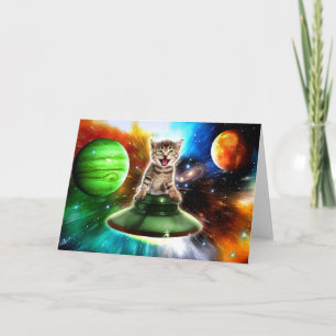 Alien cat in the ufo saucer kort