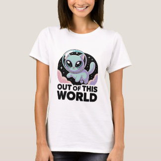 “Alien Cat Invasion – Quirky Cosmic Kitty for Cat  T Shirt