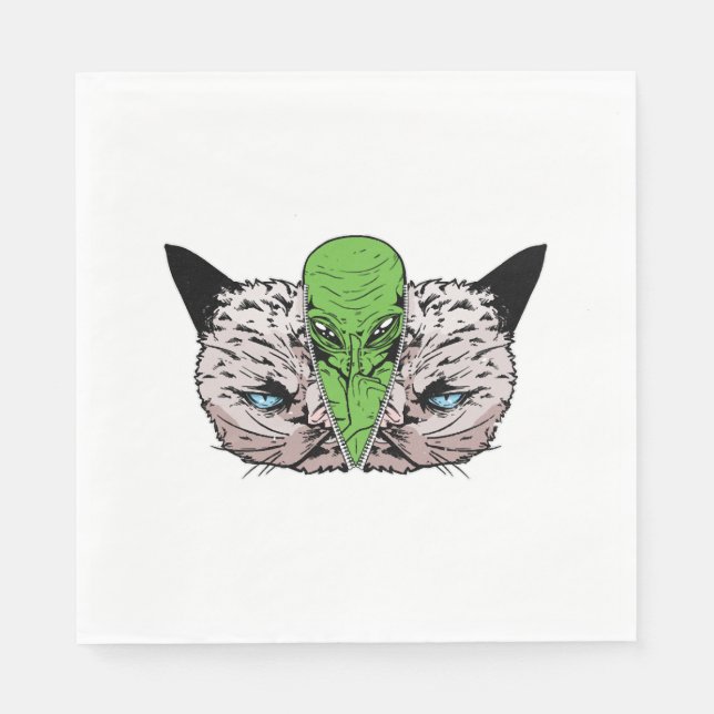 Alien Cat Kitten ExtraterRestals Conspiracy Pappersservett (Framsidan)