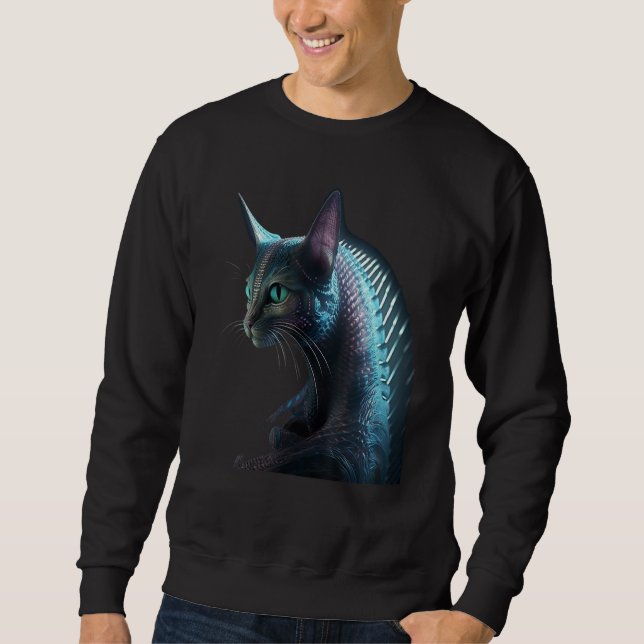 Alien Cat Lång Ärmad Tröja (Framsida)