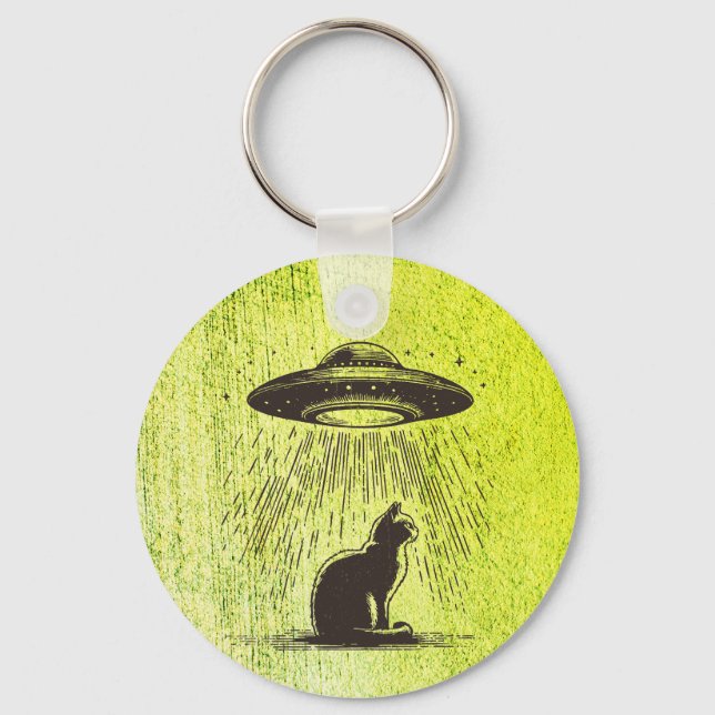Alien Cat UFO Nyckelring (Framsida)