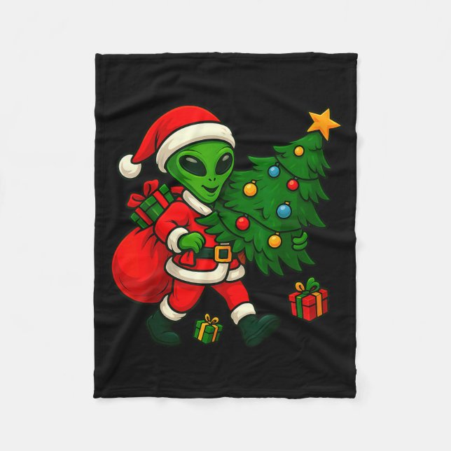 Alien Christmas Tree Xmas Lights Funny Holiday Men Fleecefilt (Framsidan)