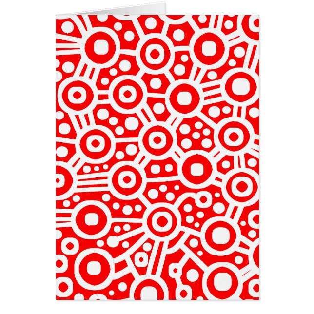 Alien Circuit Abstrakt - Röd vit Hälsningskort (Framsidan)