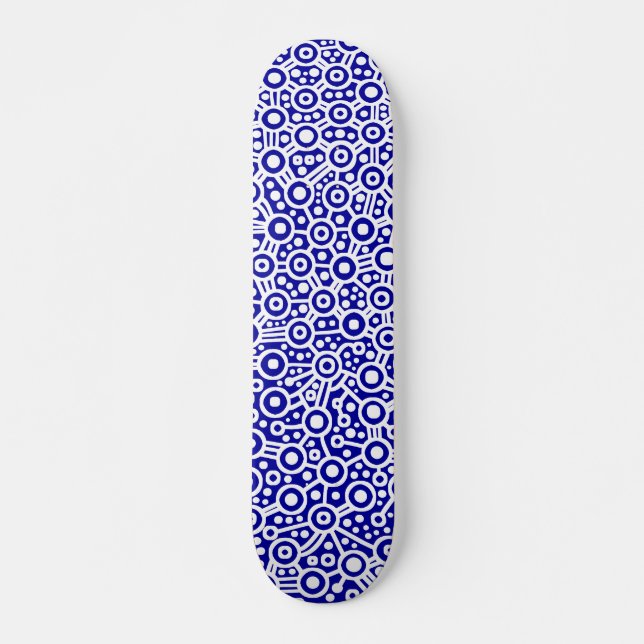Alien Circuit - vit på djupt blå Skateboard Bräda 21,5 Cm (Framsida)
