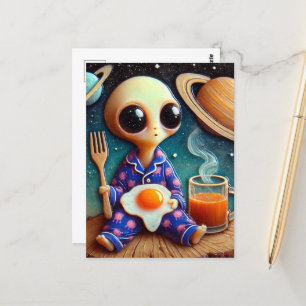 Alien Coffee och Eggs Vykort