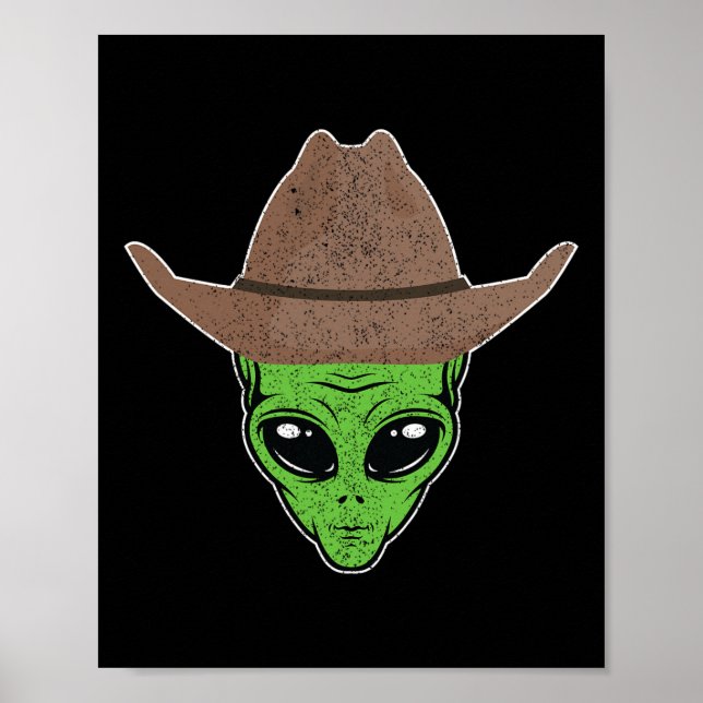 Alien Cowboy Hat Roligt Halloween Gift for Outer S Poster (Framsidan)