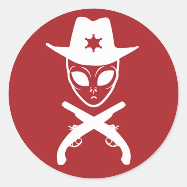 Alien Cowboy Runt Klistermärke (Framsida)