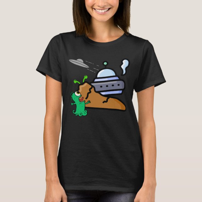 Alien Crash Landing Retro.b T Shirt (Framsida)