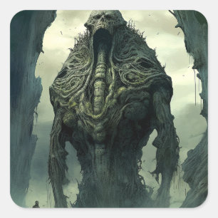 Alien Creater Sci-fi Horror Art Fyrkantigt Klistermärke