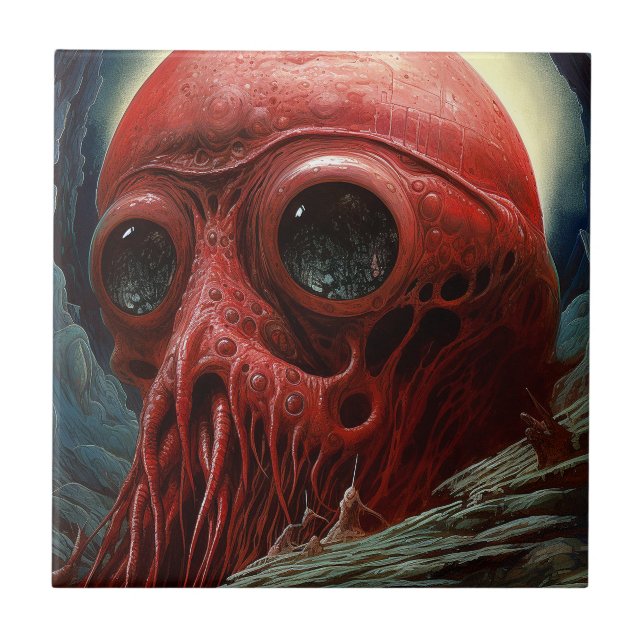 Alien Creater Sci-fi Horror Art Kakelplatta (Framsidan)