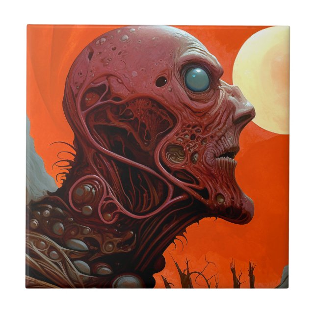 Alien Creater Sci-fi Horror Art Kakelplatta (Framsidan)