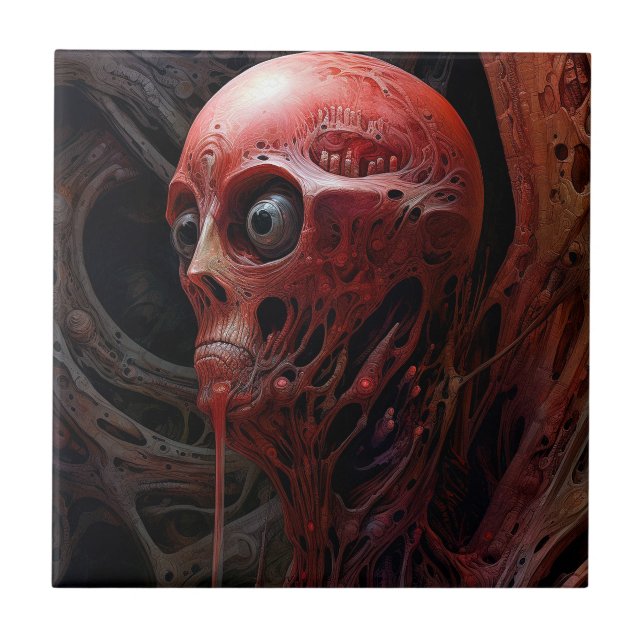 Alien Creater Sci-fi Horror Art Kakelplatta (Framsidan)