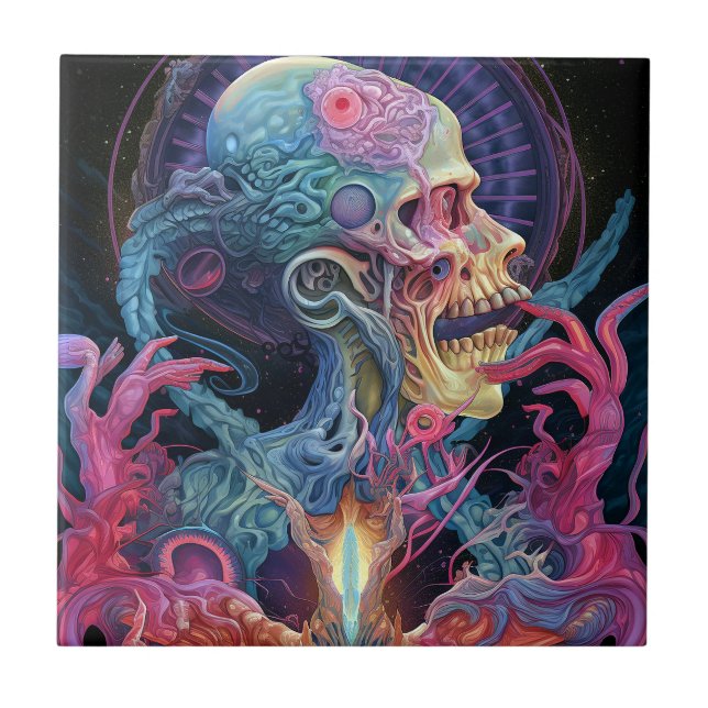 Alien Creature Surreal Horror Art Kakelplatta (Framsidan)