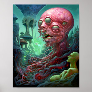 Alien Creature Surreal Horror Art Poster