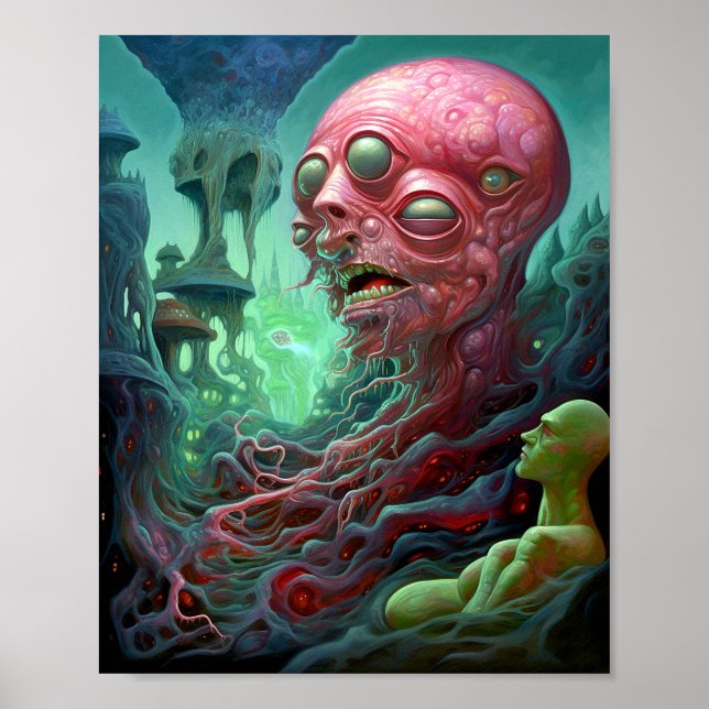 Alien Creature Surreal Horror Art Poster (Framsidan)