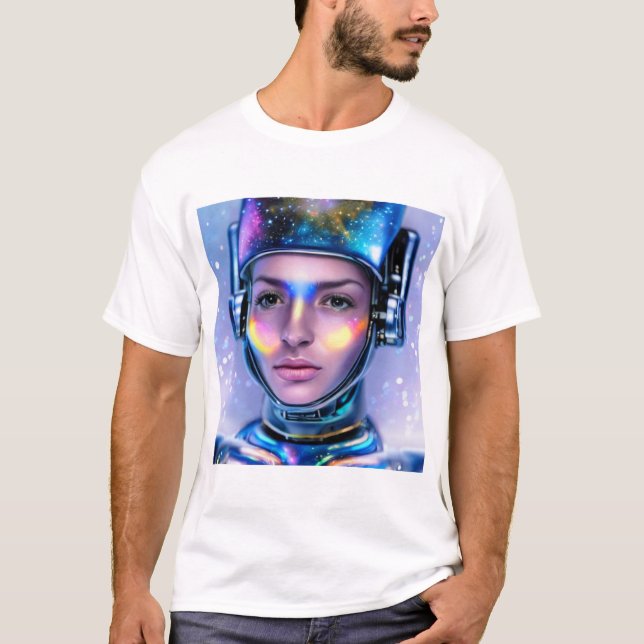 Alien Cyborg Space Woman T Shirt (Framsida)