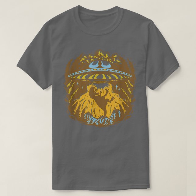 Alien Dinosaur Abduction Ufo T Shirt (Design framsida)