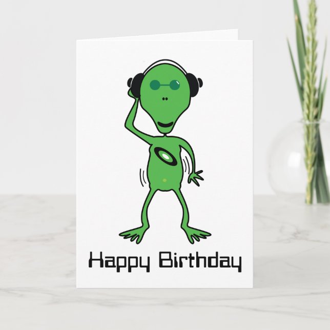 Alien DJ Birthday Card Kort (Framsida)