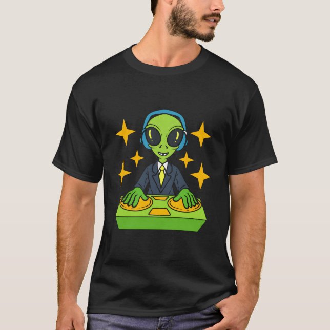 Alien Dj Disk Jockey T Shirt (Framsida)