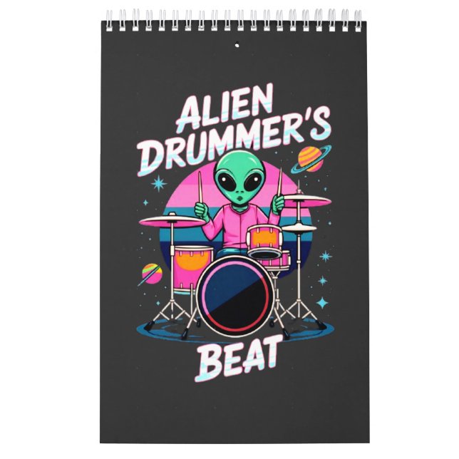 Alien Drummers Beat T-shirt - Funky Alien Graphic Kalender (Omslag)