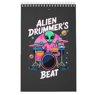 Alien Drummers Beat T-shirt - Funky Alien Graphic Kalender