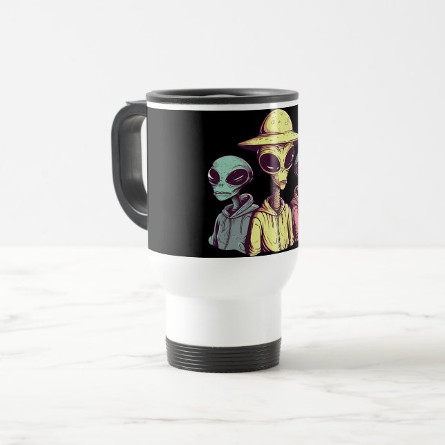 Alien Duo Kaffe Mugg – Retro Sci-Fi (Framsida vänster)