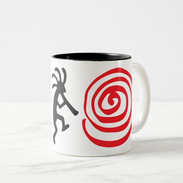 Alien eller Human Kokopelli  Två-Tonad Mugg (Framsida höger)