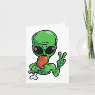 Alien ETurkey Thanksgiving Day Funny Ufo Fal Kort