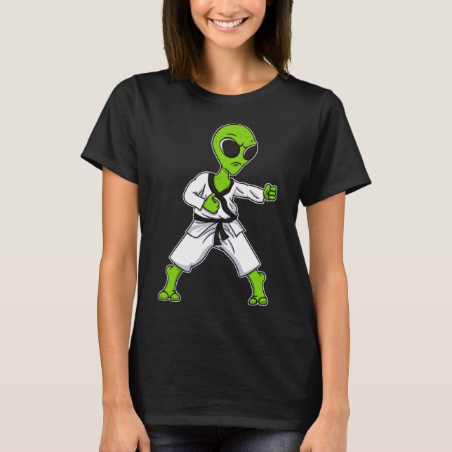 Alien Extraterestrial UFO Karate Taekwondo Kickbox T Shirt (Framsida)