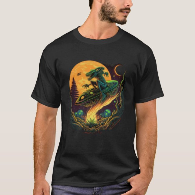 Alien Extraterrestrial UFO Flies Saucer T Shirt (Framsida)