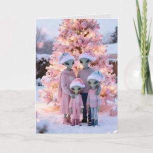 Alien-familjens jul Helgdag Porträtt Kort
