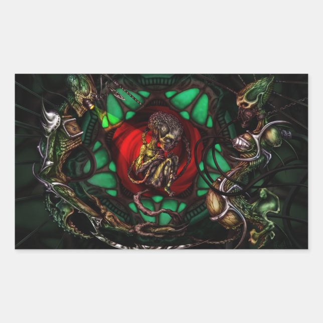 Alien Family Decal Rektangulärt Klistermärke (Framsida)