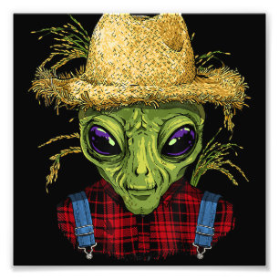 Alien Farmer UFO Alien Rymden Älskare Fototryck